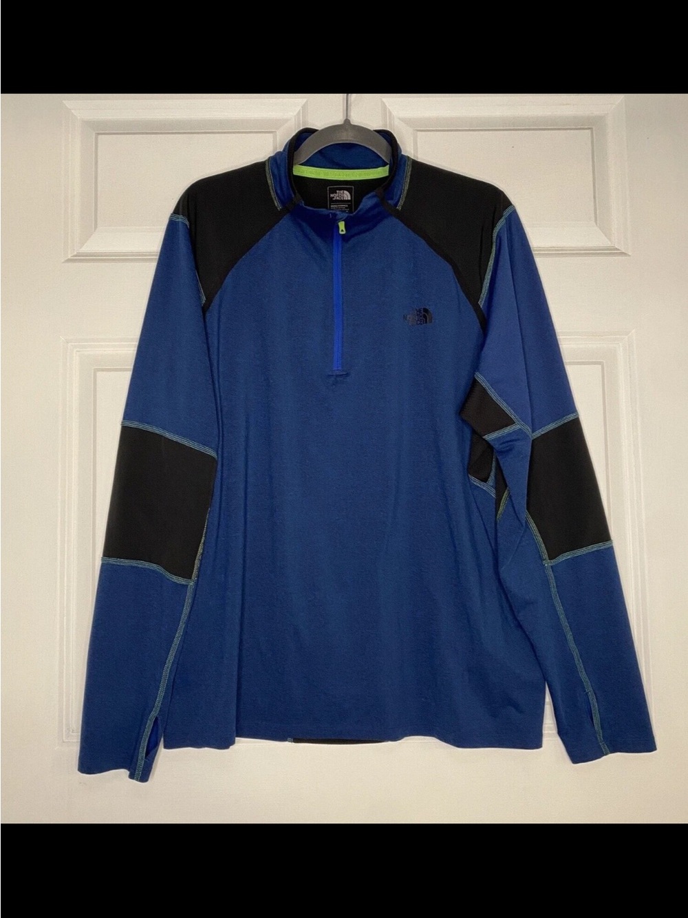 The North Face Flashdry-XD Quarter Zip Pullover Blue Black Thumbholes Size XL